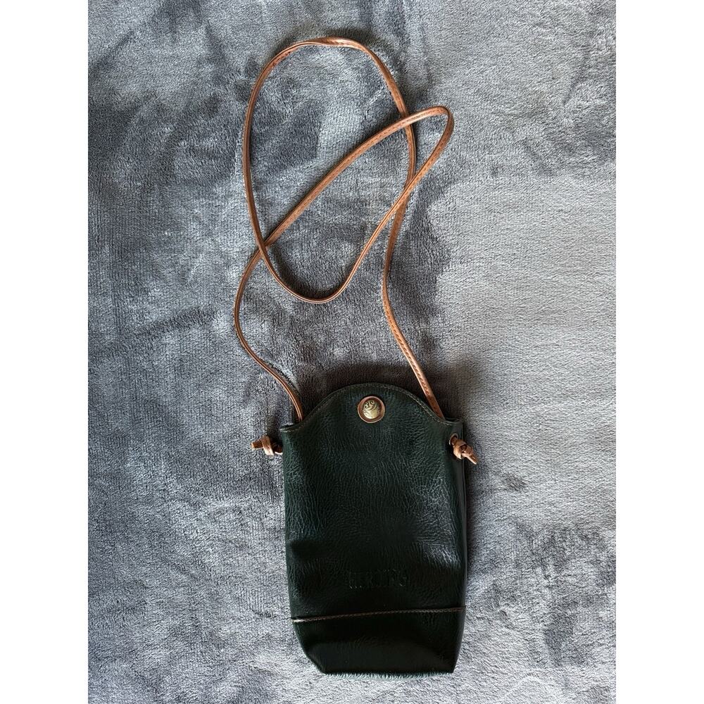 Heroing Crossbody Small Bag! Dark Green with Chestnut Stiching and Strap